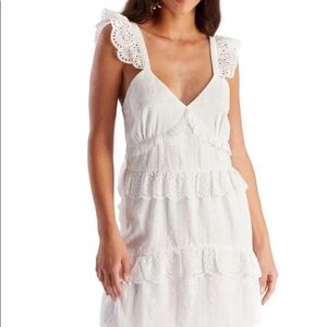 For Love and Lemons Allison Eyelet Mini Dress White Medium